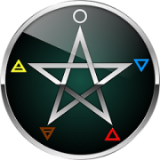 Pentagramm mit Zeichen der fünf Elemente